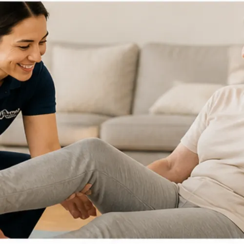 NDIS physiotherapist helping senior patient